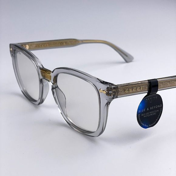🫧NEW GUCCI LOGO GG0184S 001 Transparent Gray Photochromic Square Unisex Frame - Picture 6 of 15